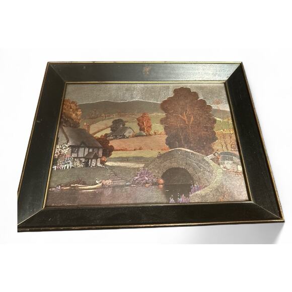 'Cottage Bridge' Foil Art Lithograph, Mid-Century print, by Ernest Boye Uden - Picture 1 of 1